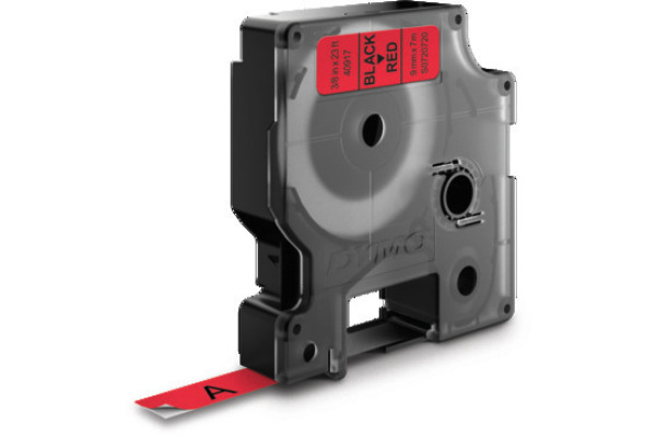 DYMO Schriftband D1 schwarz/rot S0720720 Polyester, ablösbar 9mm/7m