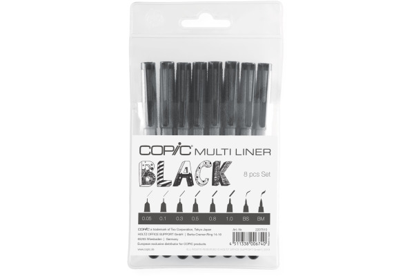 COPIC Multiliner 2207510 Set schwarz, 8 Stück