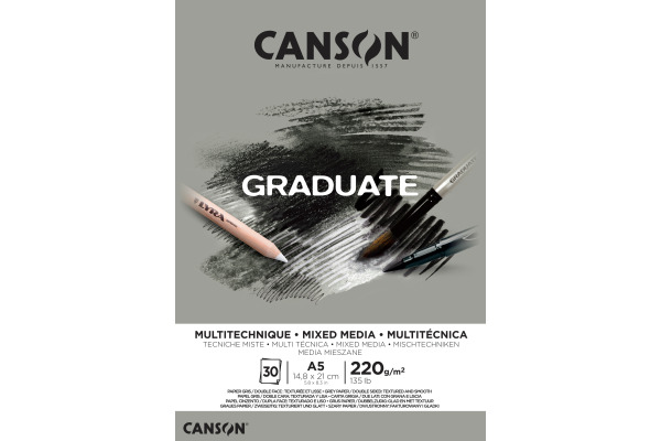 CANSON Mixed Media Graduate Grau A5 400110370 grau, 220g 30 Blatt