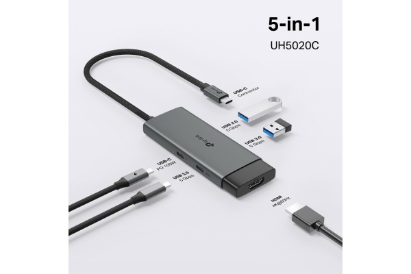 TP-LINK USB-C 5-Port Hub UH5020C HDMI 4K,USB-A&C, PD 100W