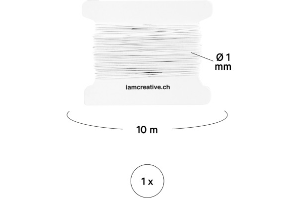 I AM CREA Schmuckband, elastisch 1mmx10m 4703.21 weiss