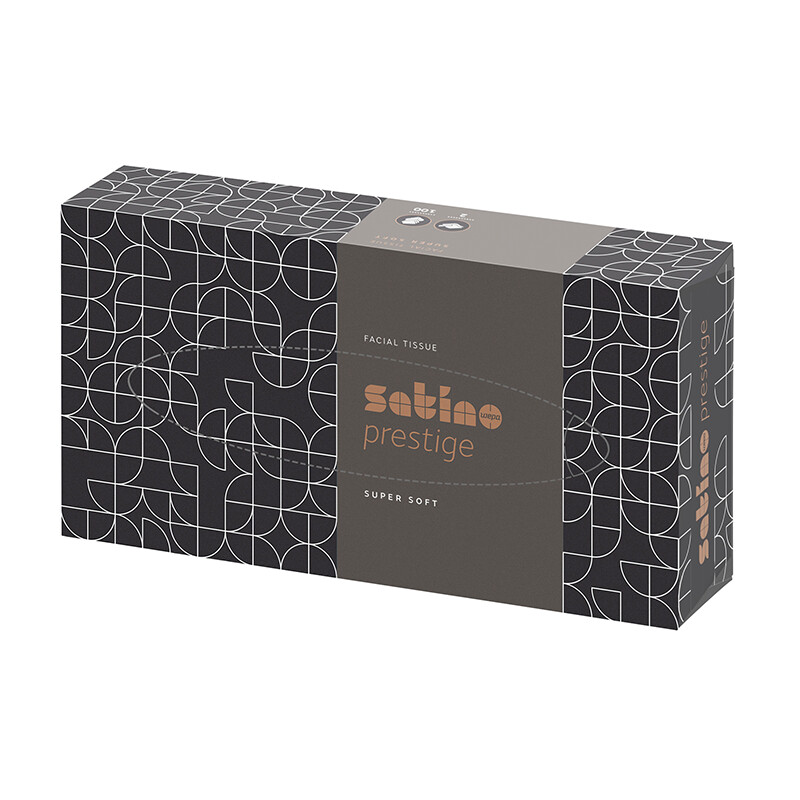1280 Boxen Satino prestige Kosmetiktücher, 2-lagig, hochweiss - Flachbox 210mmx205mm, Box mit 100 Blatt, 1 grosse Palette mit 1280 Boxen