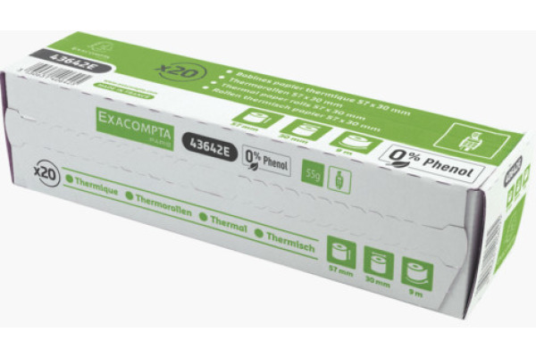 EXACOMPTA Rolle Thermo Papier 20 Stk. 43642E 57x30mmx9m für Kasse