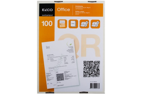 ELCO Einz.schein QR-Rech. A4 74588.29 90g, perforiert,100 Stück
