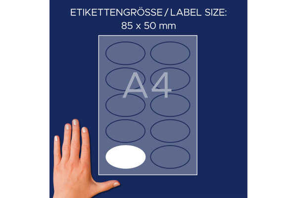 AVERY ZW. Namensetiketten 85x50mm L4882-20 weiss 20 Blatt/200 Stk.