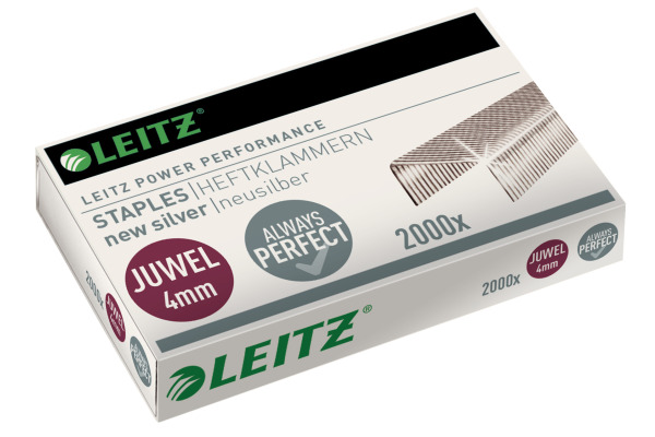 LEITZ Heftklammern Juwel 4mm 56410000 Kupfer und Zink 2000 Stück