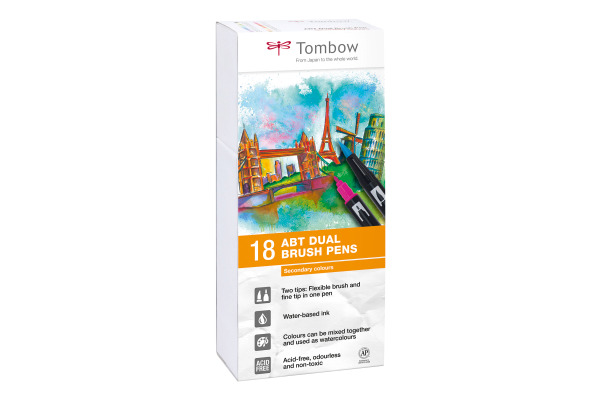TOMBOW ABT Dual Brush Pen ABT-18P-2 18er Set Grundtöne I I
