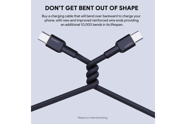 AUKEY Cable USB-C-to-C KevlarCore CB-NCC1BK Nylon Braided,1.0m,60W, Bl.
