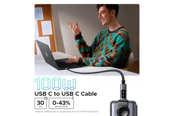 UGREEN Uno Fast ChargingCable 100W 35512 5A,Uno USB-C-USB-C,PD,Bl. 2m