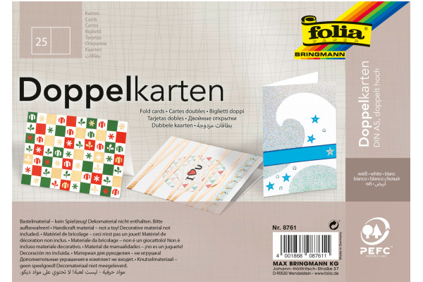 FOLIA Doppelkarten A5 8761 weiss 25 Stück