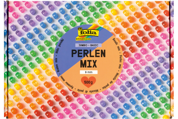 FOLIA Perlen Mix Basic 500g 32530 Jumbo Pack, 9mm