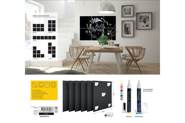 SECURIT Kreidetafel XXL FB-XXL 6 Stück 40x40x0.2cm