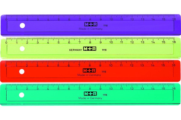 M+R Flachlineal 16cm 711160150 farbig ass.