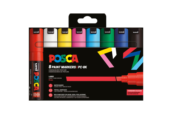POSCA Marker 8mm PC-8K 8P 8 Stück, assortiert