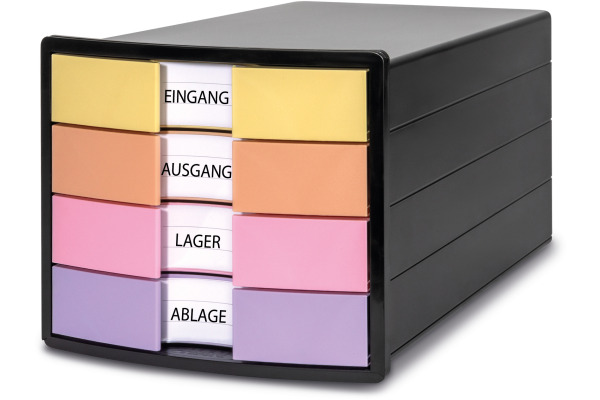 HAN Schubladenbox IMPULS A4/C4 1012-139 schwarz/pastell, 4 Schubladen