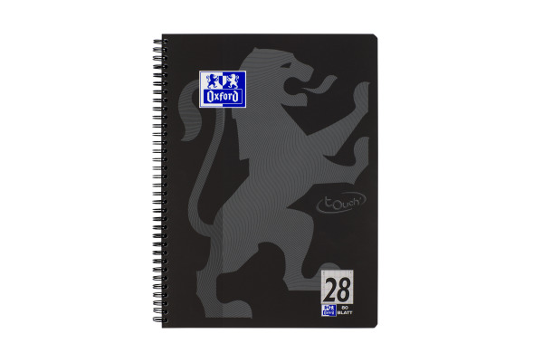 OXFORD Collegeblock Touch A4+ 400121610 schwarz, kariert 90g 80 Blatt