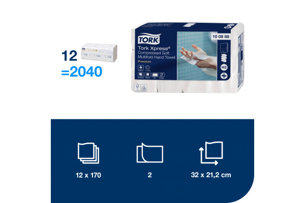 TORK Komprimierte Handtücher H2 100888 Xpress® 2040 Blatt
