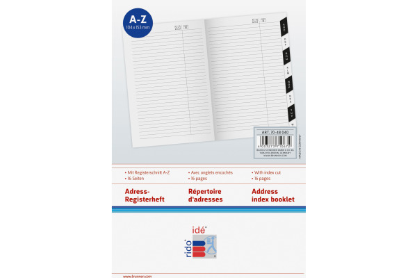RIDOIDE Uni-Planer Adressregister 7048040 16 Seiten 10.4x15.3cm