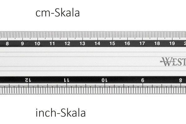 WESTCOTT Aluminium Lineal 40cm E-1019200 cm/inch Scala