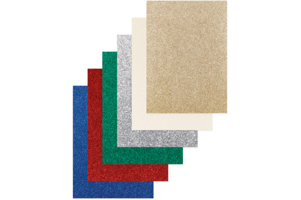 FOLIA Glitterkarton Classic 24x34cm 86619 300g, assortiert 6 Blatt