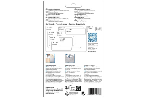 HERMA Etiketten Ablösbar 34×67mm 10616 weiss, non perm. 192 Stück