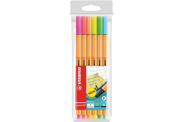 STABILO Fineliner Point 88 0.4mm 88/6-1 6er Etui Neon