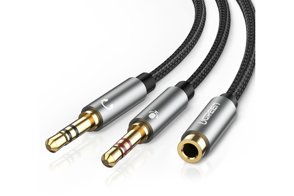 UGREEN Audio Cable 3.5mm Fem./2 Male 20899 aluminum Case, Black