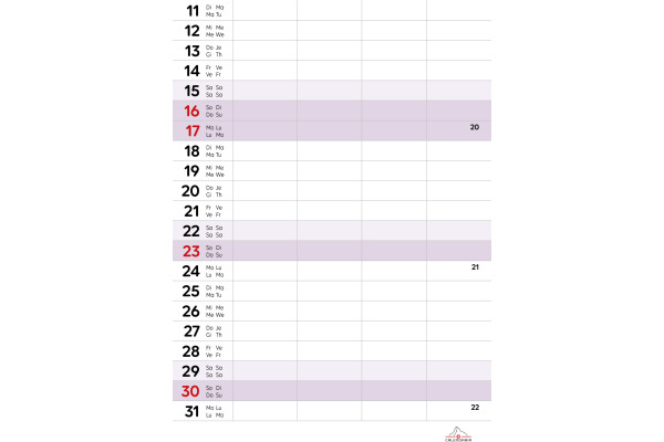 CALENDARI Familienplaner 2027 36205861 mit Tieren ML 21x27.9cm