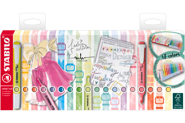 STABILO Textmarker Swing Cool 1-4mm 275/18-01 Deskset 18 Stück