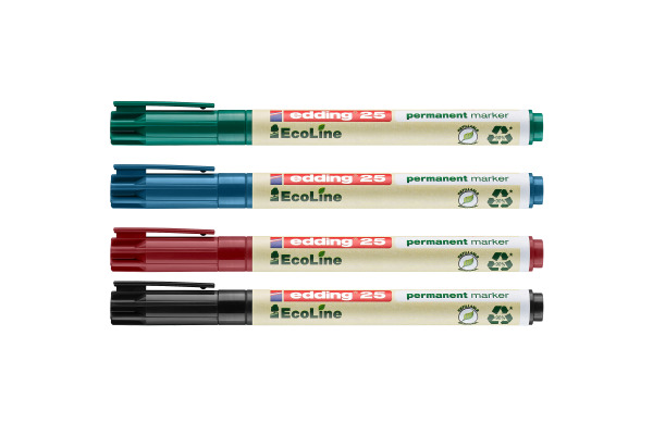 EDDING Permanent Marker 25 E-4 25-E4 Etui, 4-farbig 4 Stück