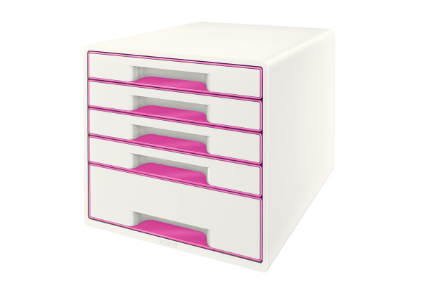 LEITZ Schubladenbox WOW Cube A4 52142023 weiss/pink 5 Schubladen