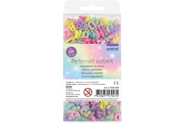 GLOREX Buchstabenperlen 61630200 Pastell-Töne 200 Stück