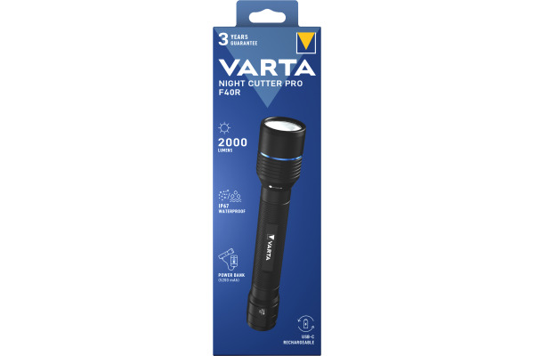 VARTA Taschenlampe Night Cutter 156381027 F40R, Akku, USB-C