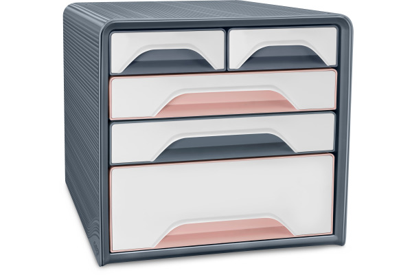 CEP Schubladenbox Smoove Mineral 7-213 grau/weiss/rosa 5 Schubl.