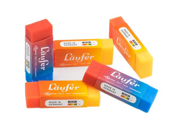 LÄUFER Plast-Radierer 65x21x12mm 12005 farbig ass.