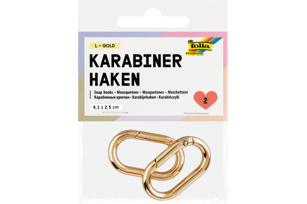 FOLIA Karabinerhaken L 4.1x2.5cm 78401 gold 2 Stück