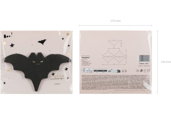 PARTYDECO Servietten 16x9cm SPK6 Fledermaus 20 Stück