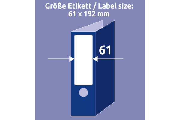 AVERY ZW. Ordner-Etiketten 61x192mm L4761-25 weiss 120 Stück/25 + 5 Blatt