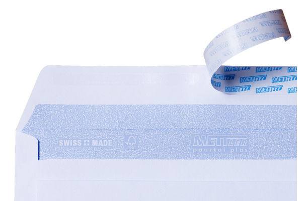 METTLER Couvert Fenster rechts C5/6 7064-80 80g hochweiss, Kleber 100 Stk.