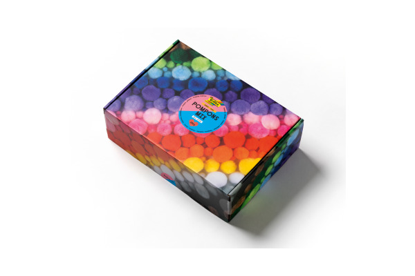 FOLIA Pompons Mix bunt 200g 50209 Jumbo Pack, 1-4cm