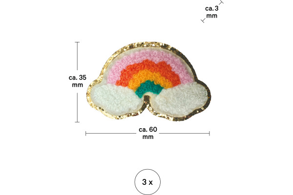 I AM CREA Iron-On Patch 1214.11 Regenbogen 3 Stück
