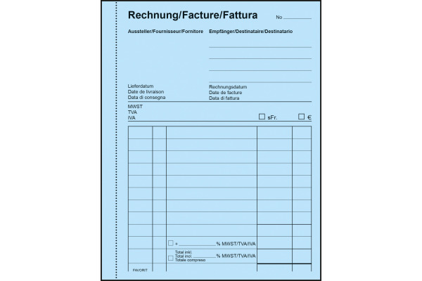 FAVORIT Rechnungen D A6 8201 OK blau/weiss 50x2 Blatt