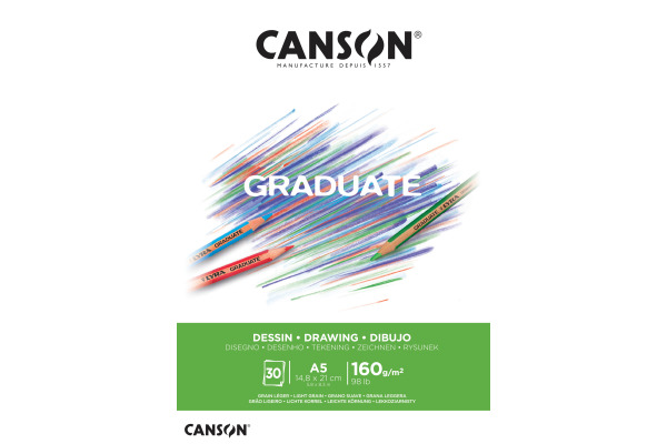 CANSON Zeichenblock Graduate A5 400110364 weiss, 160g 30 Blatt