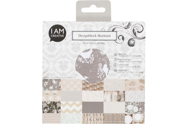 I AM CREA Design Papier Set 4088.1 Hochzeit 15.2x15.2cm, 40 Stk.