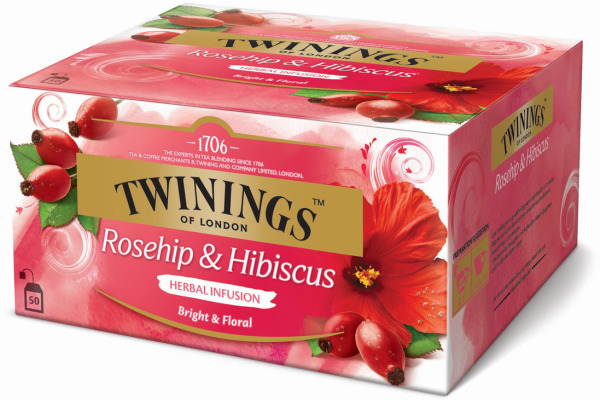TWININGS Floral Hagebutte & Hibiskus 100012266 Beutel 2.5g, 50 Stk.