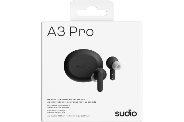 SUDIO Noise Cancelling Earbuds A3PROBLK A3 Pro, Black, Wireless