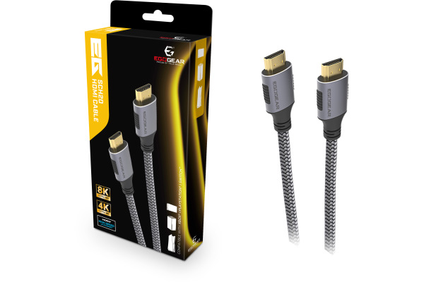 EGOGEAR HDMI Cable Universal 2m SCH20HDGY braided 4k,8k, Grey,Black