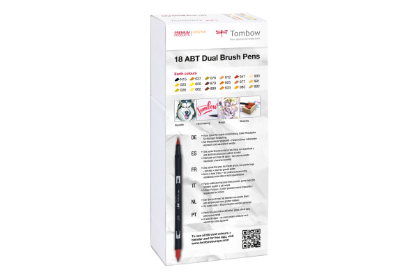 TOMBOW ABT Dual Brush Pen ABT-18P-3 18er Set Erdtöne