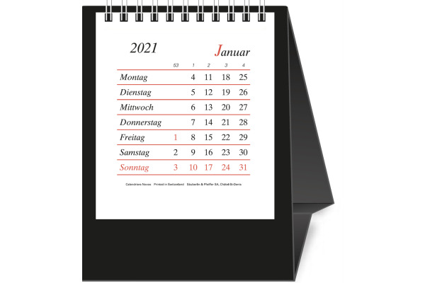 NOVOS Tischkal. Pro Bristol D. 2027 509056 1M/1S schwarz DE 11.5x14cm