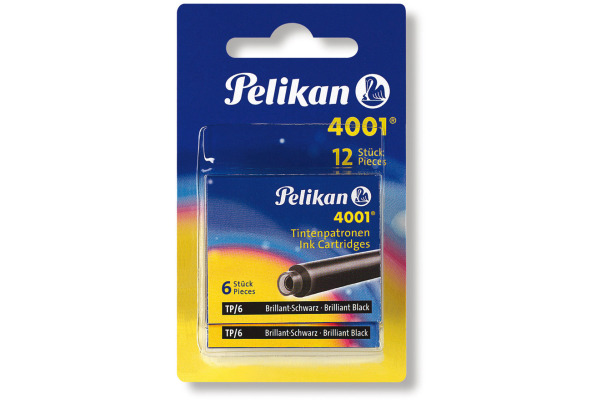 PELIKAN Tintenpatrone TP/6/2/B schwarz 12 Stück, Blister